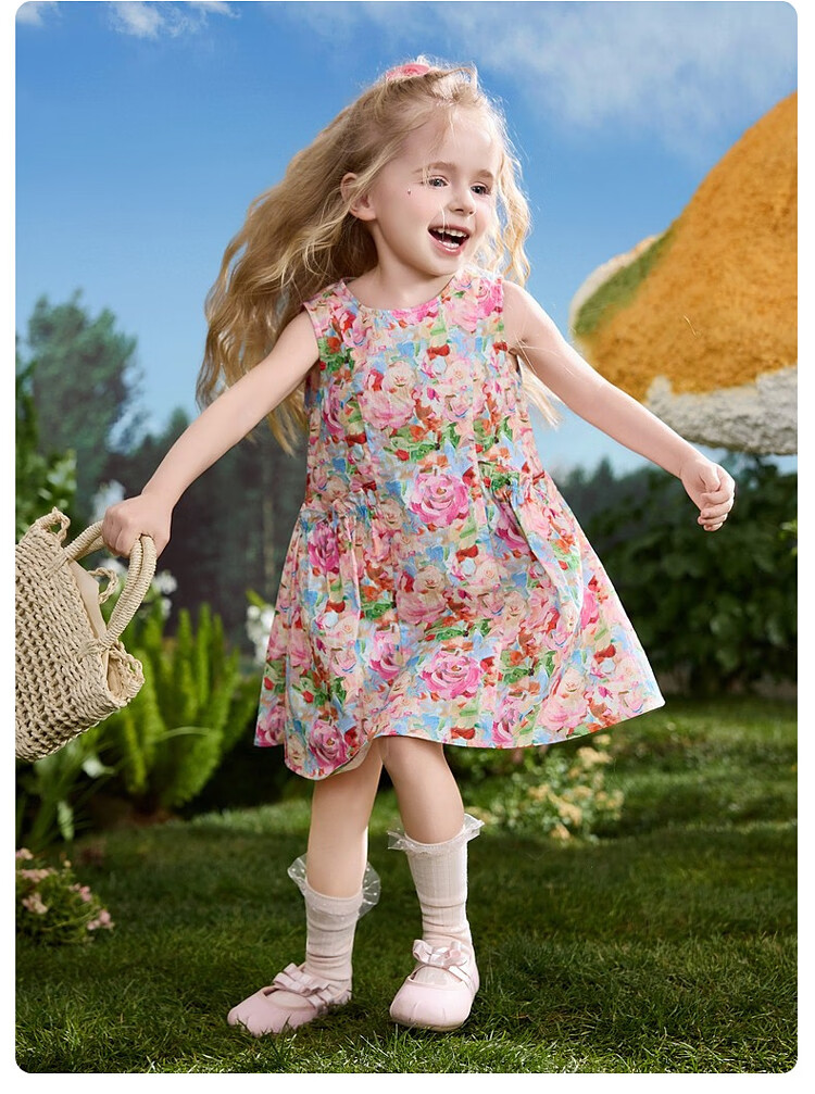 ASK JUNIOR Children's Summer Sleeveless Vest Dress Girls Floral Princess Dress 15