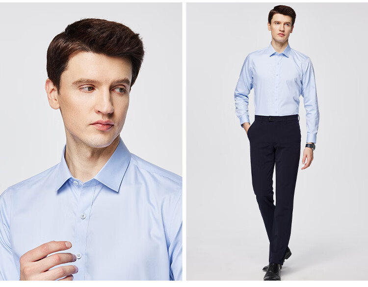 FIRS [100% Cotton Wrinkle-Free] Machine Washable Long-Sleeve Shirt for Men, High-End Pure Cotton Business Casual Long-Sleeve Dress Shirt 12