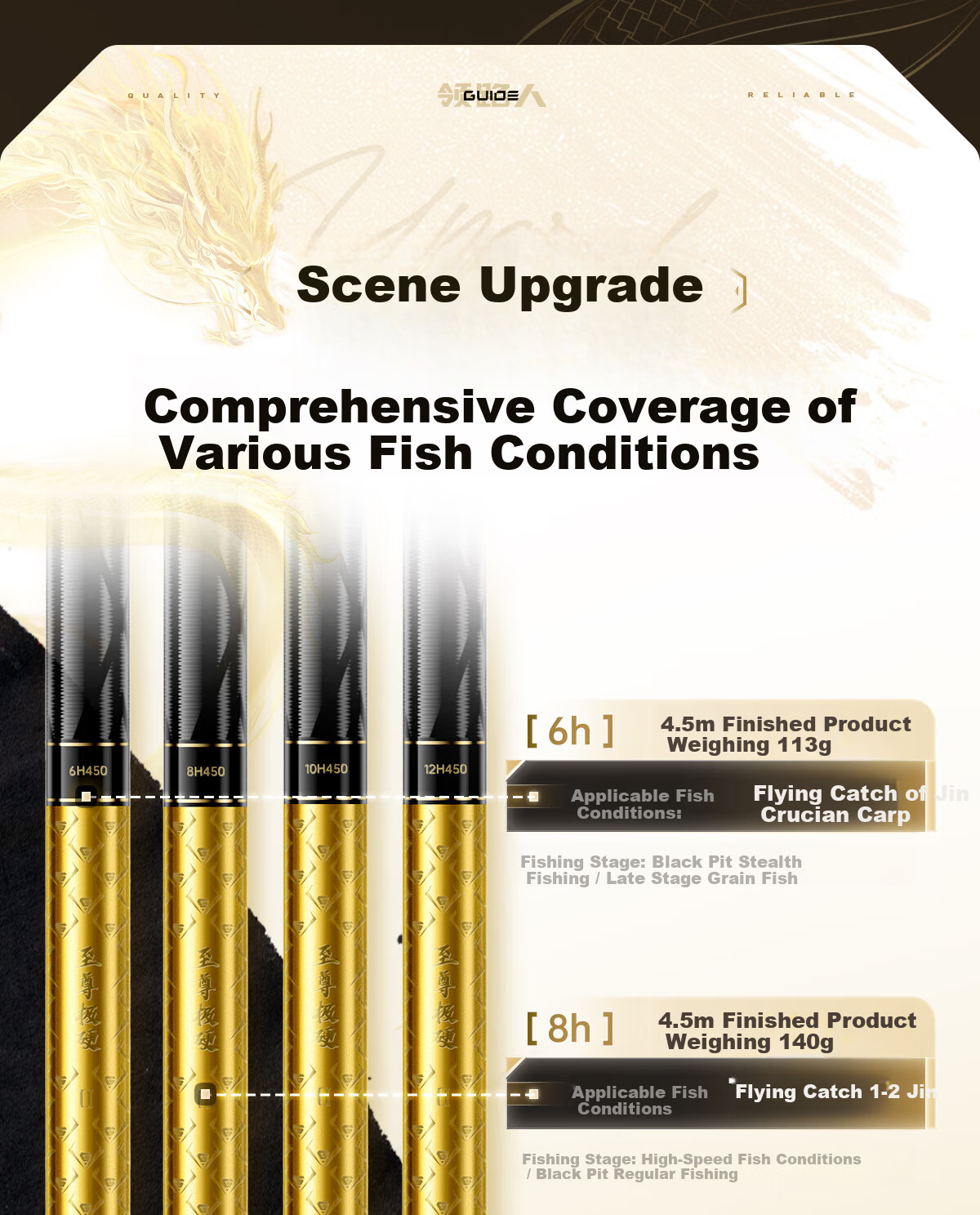 Lingluren Supreme Extreme Hard Second Generation Black Pit Fishing Rod Hand Rod 19-Tune Taiwan Fishing Rod Ultra-Light Ultra-Hard Fishing Rod 4.5m 6H 4