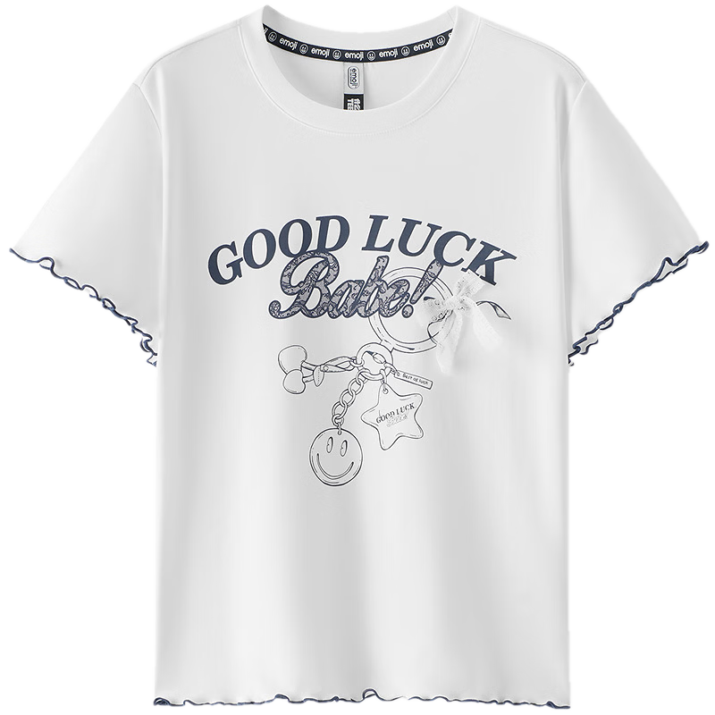 Semir Mall Edition | emoji™ Collaboration Series Women's Short Sleeve T-Shirt with Ruffled Edges 2026 Top 101326100059