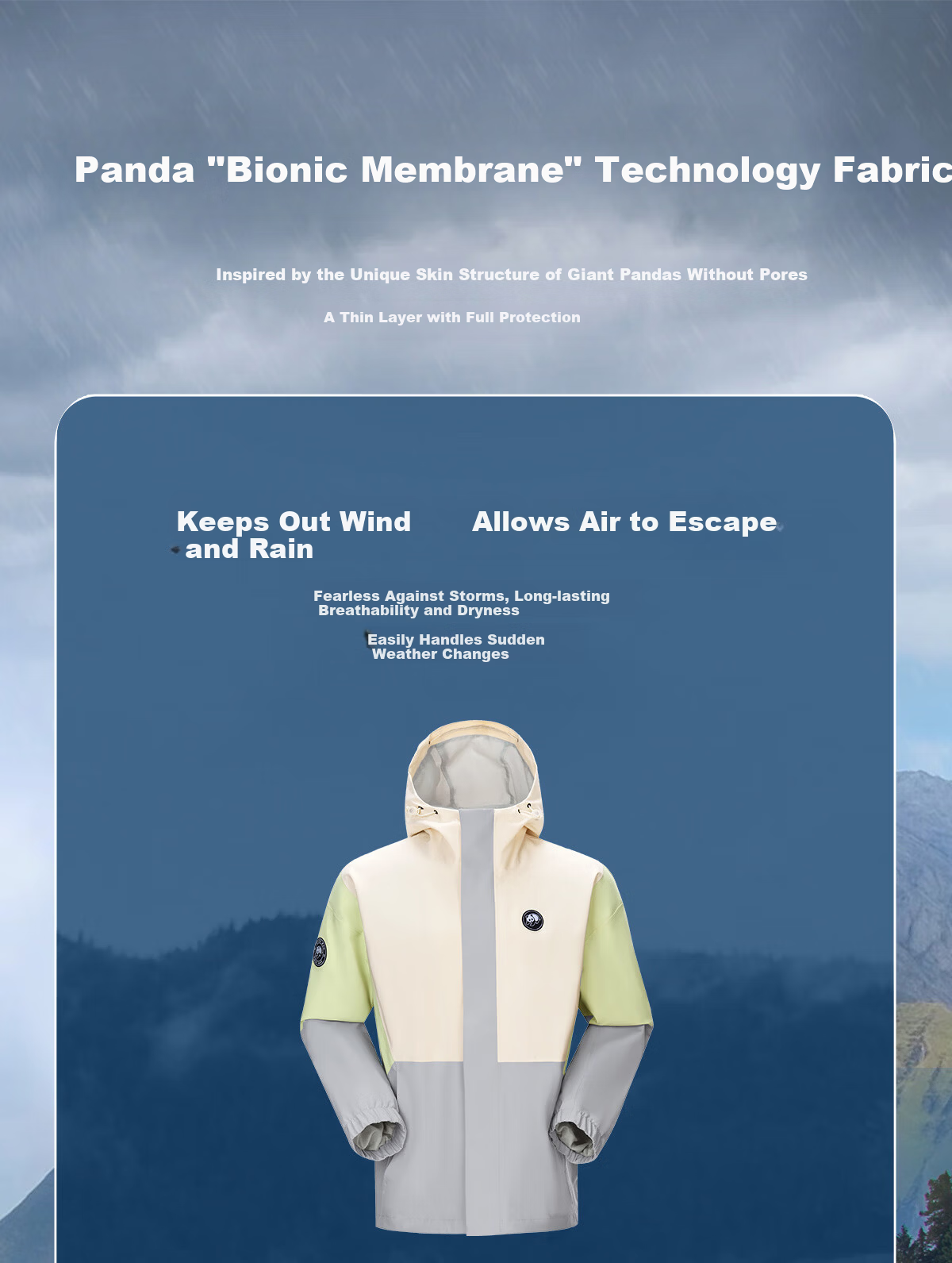 Panda Camel Series Yunxi Single-Layer Waterproof Windproof Outdoor Mountaineering Jacket for Men and Women 8640, M 3