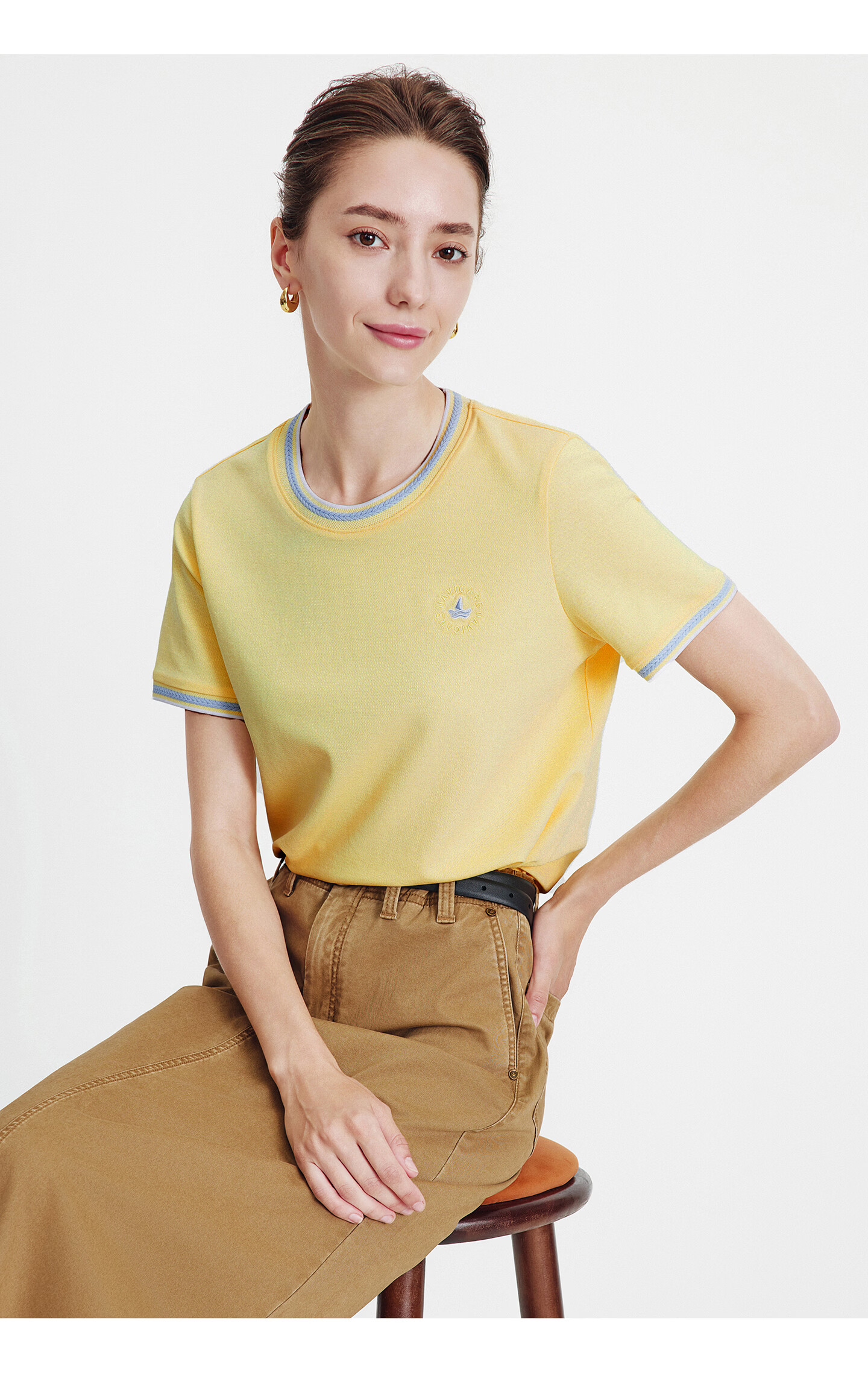 Navigare Small Sailboat Antibacterial Short Sleeve T-Shirt for Women 2026 New Mosquito-Repellent Commuter Casual Crew Neck Top 2325506501 15