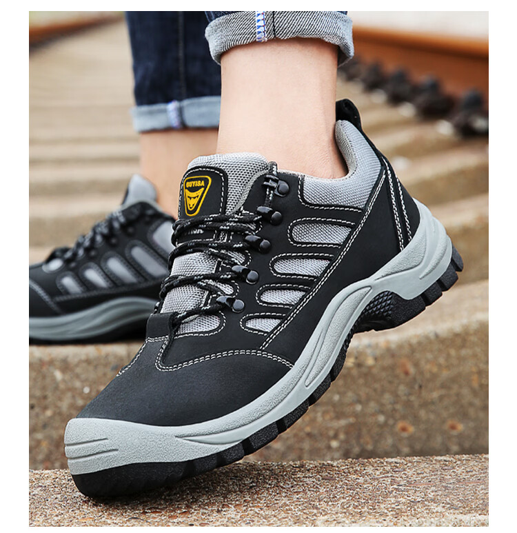 Jingtu Safety Shoes for Men, Summer Breathable Wear-Resistant Steel Toe Anti-Puncture Construction Site Work Shoes 857BK Size 39 16
