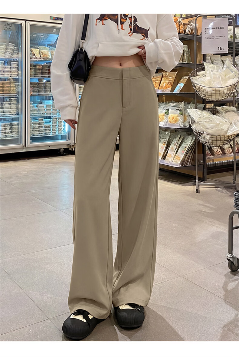 Langsha Women's Suit Pants 2026 Spring Autumn New High-End Commuter Casual High-Waist Straight Slimming Vintage Wide-Leg Pants 10
