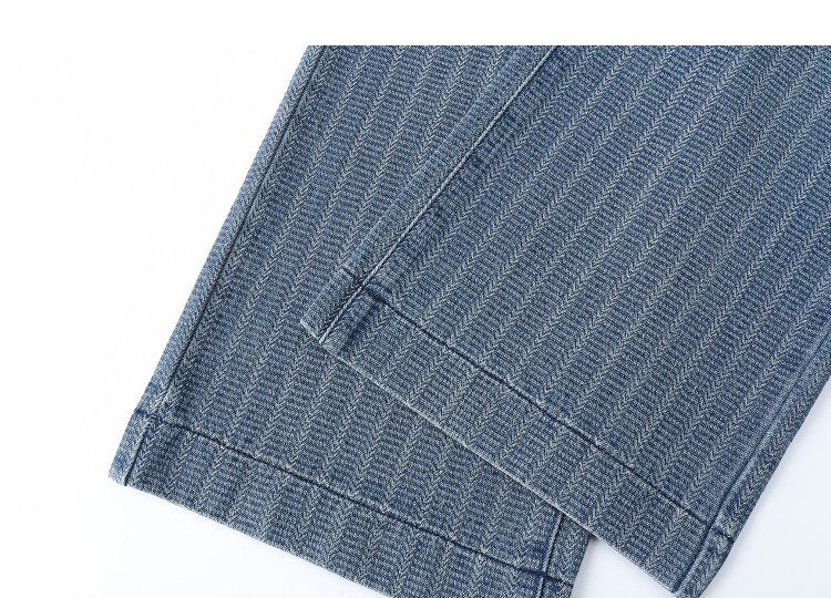 Demana Wheat Ear Texture Summer Cloud Cotton Blend Mid-High Waist Washed Straight Slimming Concealing Denim Jeans for Women Premium 14