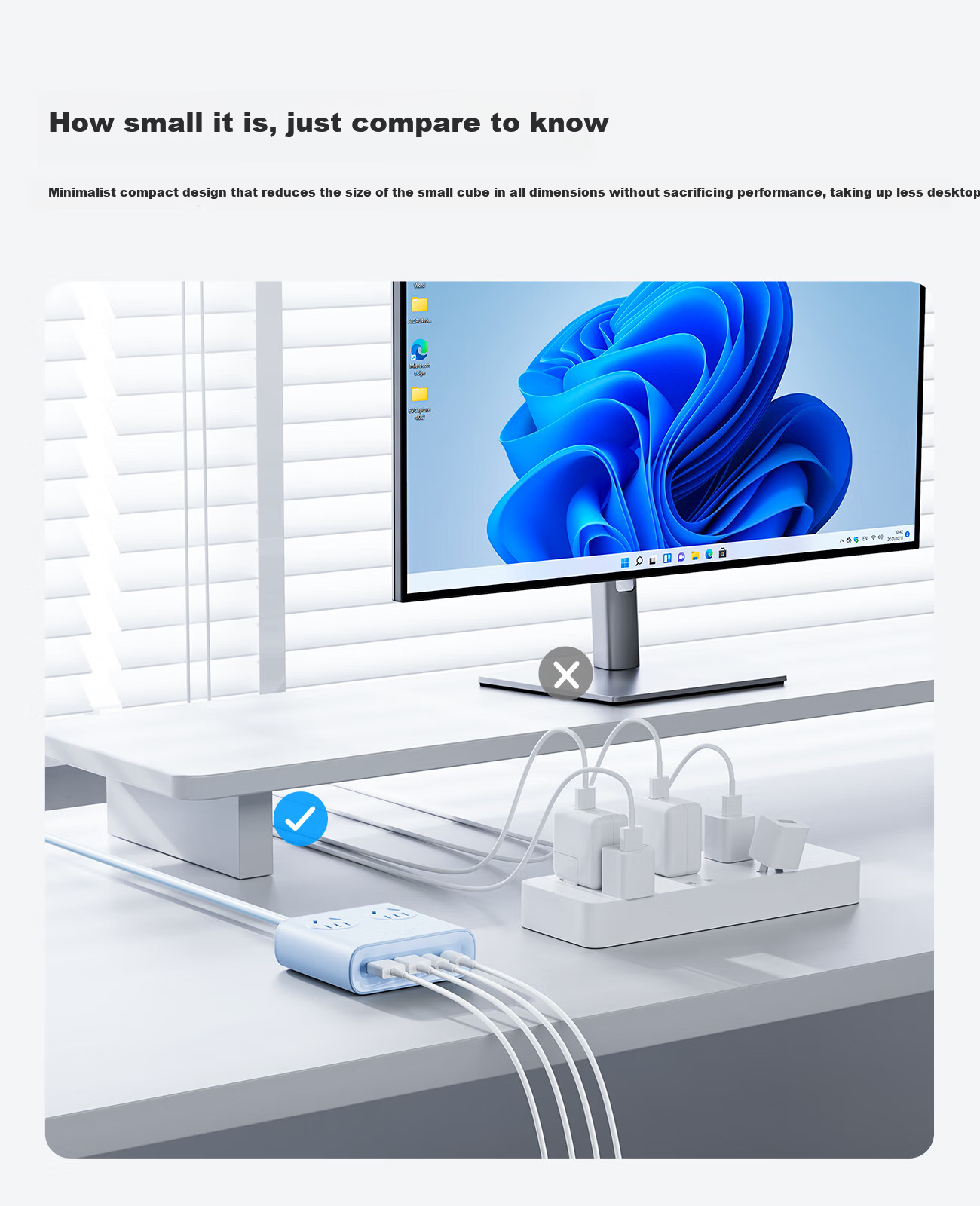 ORICO 25W Socket Small Square Desktop Charging Station, Multifunctional Power Strip for Student Dormitory, Compatible with Apple Huawei Xiaomi, 1.8 Meters White 6