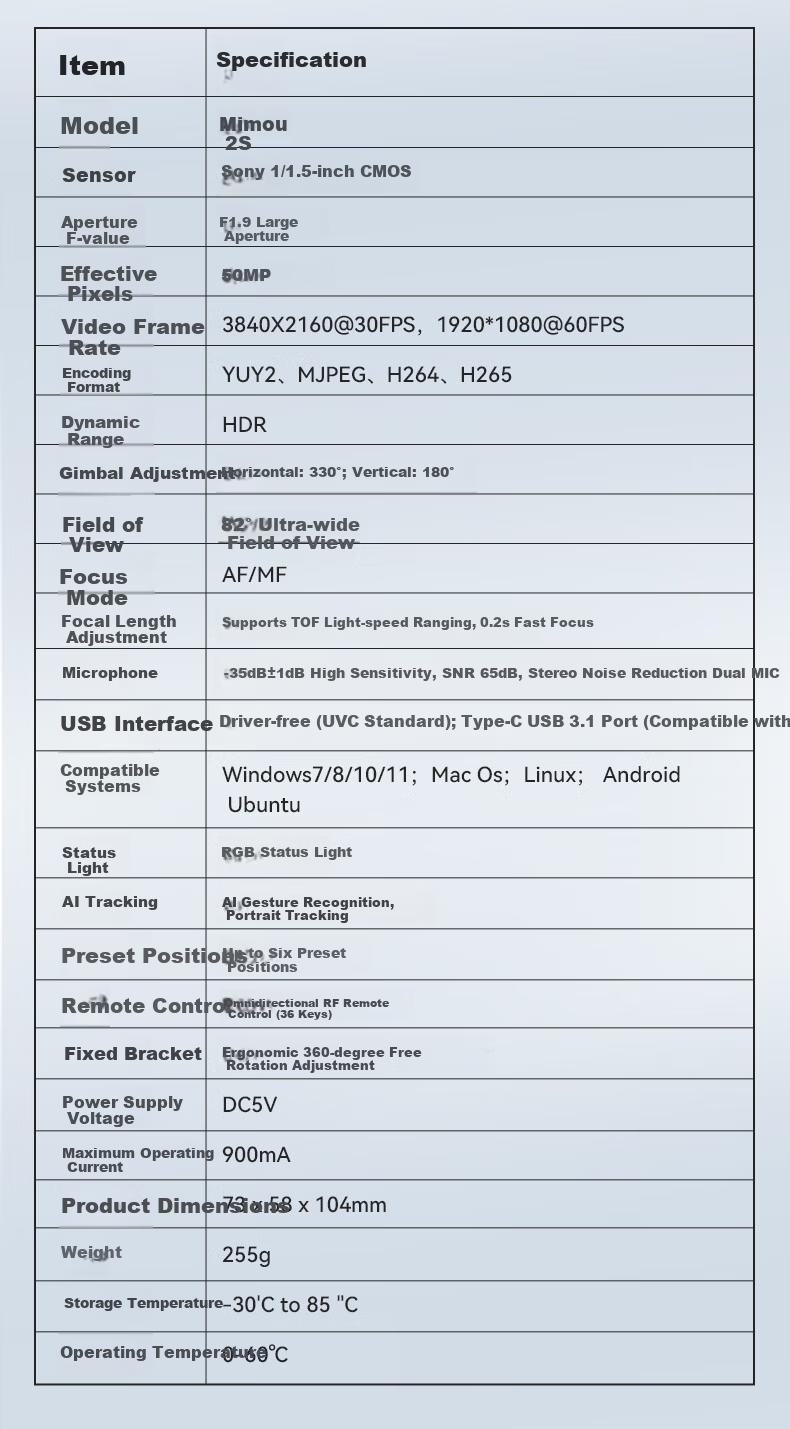 CoolHiMi MiEye 2S Ultra HD 4K AI Live Streaming Camera Smart PTZ Tracking for E-commerce Entertainment Broadcasting Meeting Online Classes Computer Mobile Host with Built-in Microphone 23