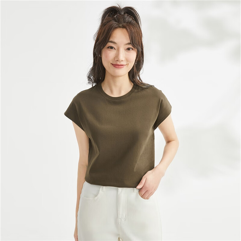 Женская футболка Giordano, летняя, однотонная, с коротким рукавом и круглым вырезом, из 100% хлопка, размер XL, цвет 10 Dolphin Gray