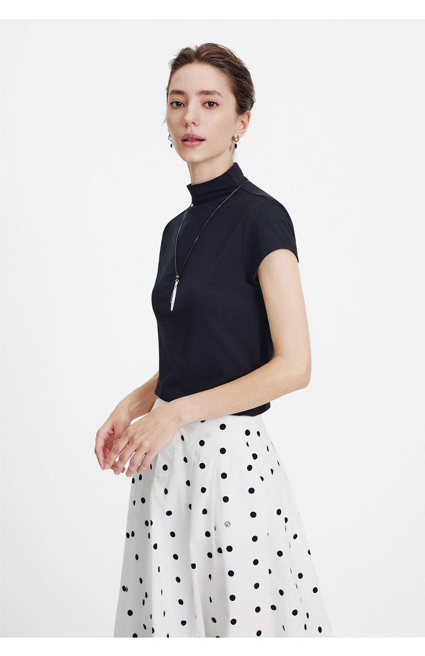 Navigare Italian Small Sailboat High Neck Short Sleeve T-Shirt 2026 New Women's Slim Fit Flutter Sleeve Antibacterial Top 2325556501 19