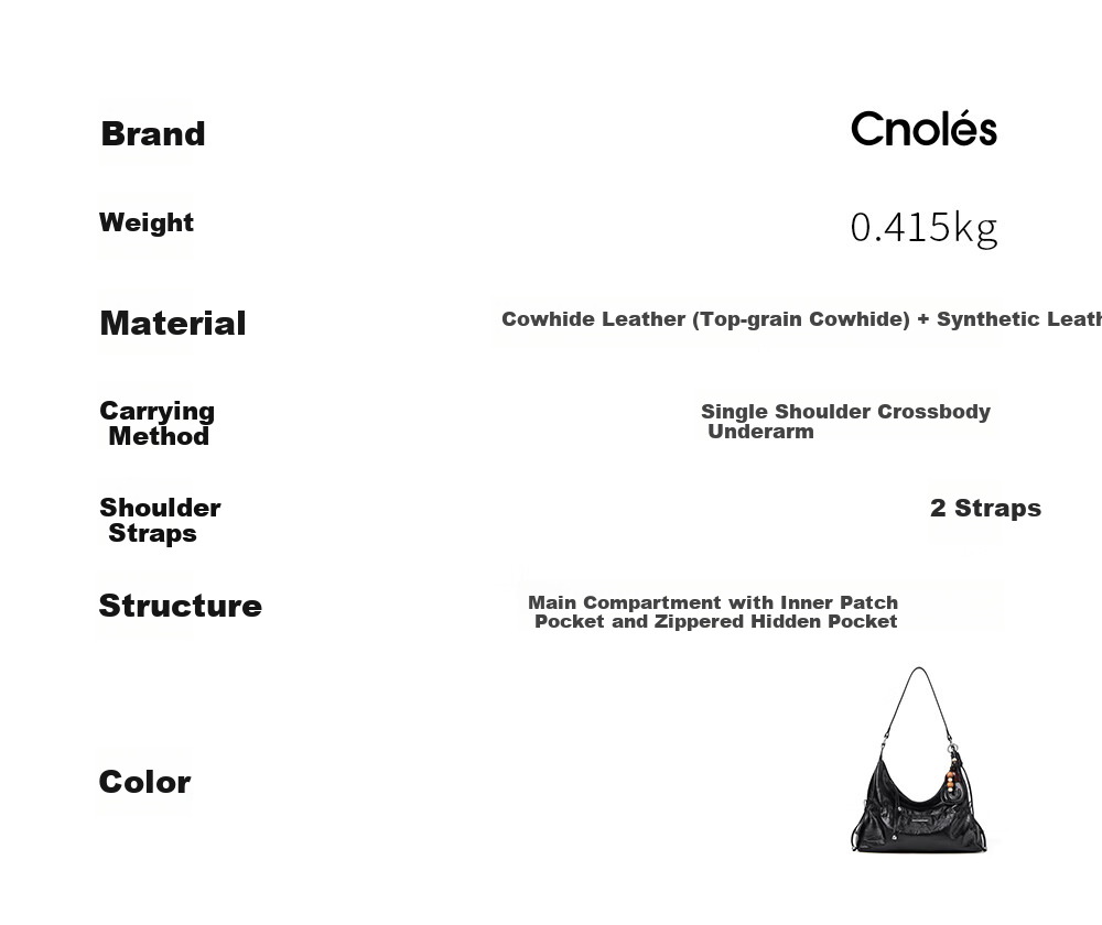 Cnoles Huaying Women's Large Capacity Cowhide Crossbody Tote Small Luxury Hobo Bag Birthday Gift 13