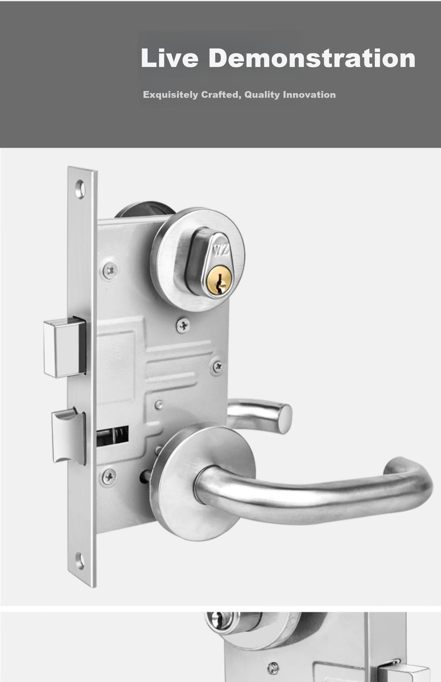 Chugong 304 Stainless Steel Fire Door Lock Universal Fire Safety Passage Handle Lock 304 Fireproof Lock with 3 Keys 5