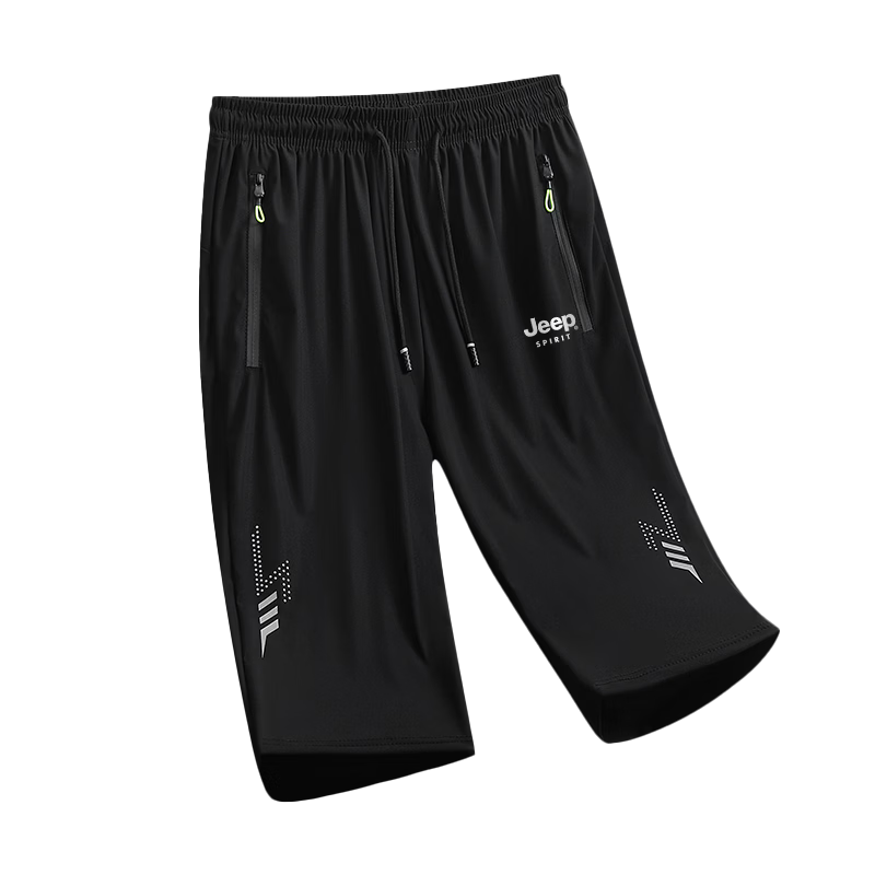 JEEP SPIRIT Men's Ice Silk Shorts Summer Trendy Cooling Stretch Breathable Sports Six-Point Loose Comfortable Casual Pants