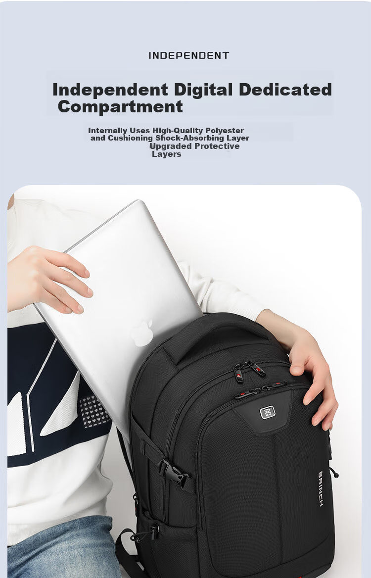 BRINCH Men's Backpack 17/18 Inch High-End Business Travel Lightweight Commuter Large Capacity Laptop Bag 5