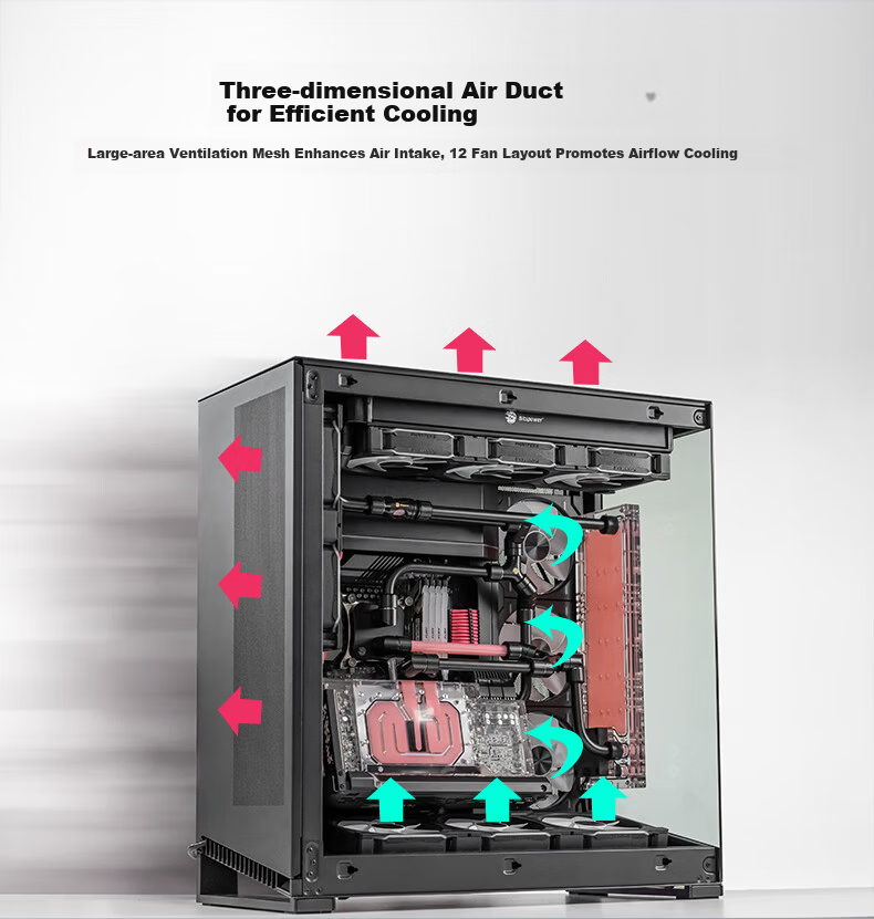 PHANTEKS NV9 White Frameless Full-View Seaview Computer Case (Dual 420/480 Water Cooling, EATX/SSI-CEB, ARGB Dual Channel Lighting Control, Type-C) 15