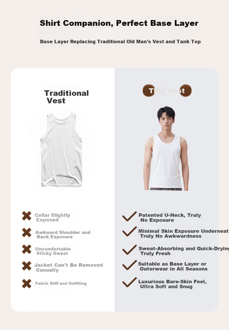 FIRS Men’s Vest [2-Pack Pure Cotton] Seamless Round Neck Antibacterial Sports Sleeveless Undershirt 7