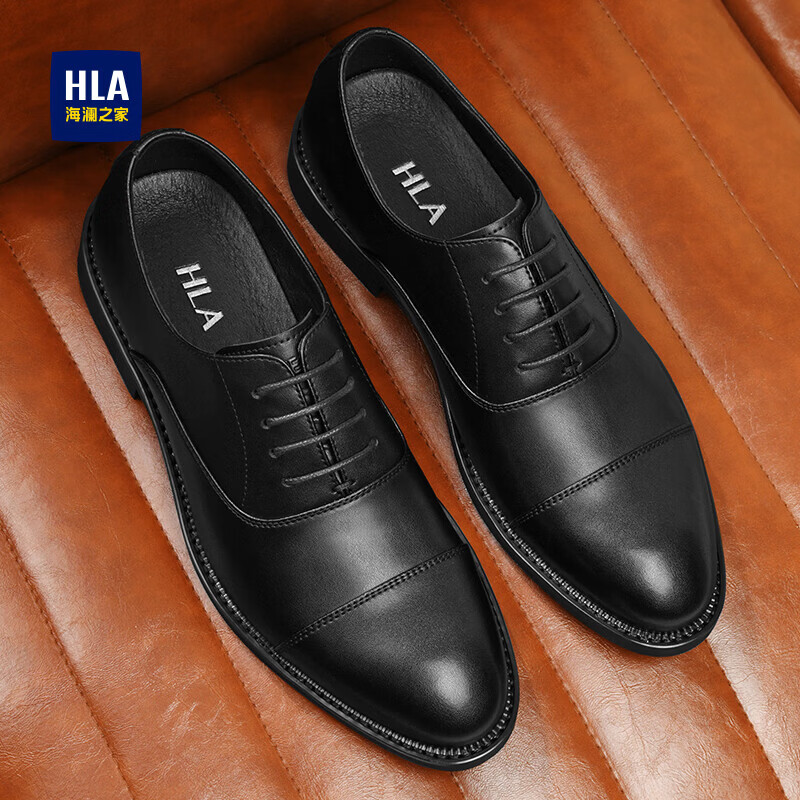 HLA Men's Business Formal Casual Comfortable Lightweight Lace-up Oxford Shoes HAAPXM2EAV106 Black Size 38