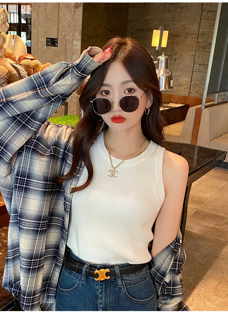 YUZHAOLIN White Knitted Crew Neck Sleeveless Vest Women's Innerwear 2026 Spring Summer New High-Quality Sleeveless Outerwear Top 24
