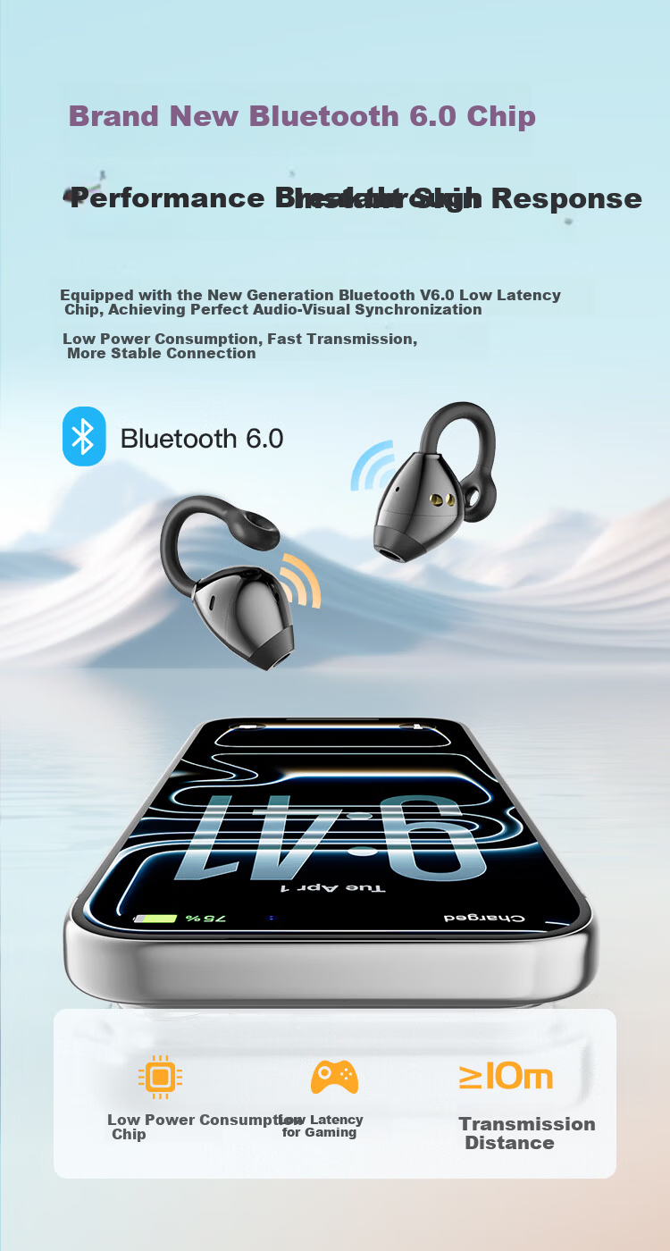Newmine JM47 Wireless Sports Bluetooth Earphones Clip-On In-Ear Comfortable Gaming Running Calling Noise Cancelling Long Battery Life Beige for Android and Apple Phones 13