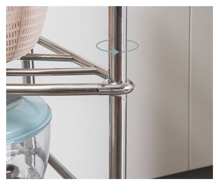 Ouranzhe Stainless Steel 4-Tier Bathroom Basin Rack Floor Storage Shelf Corner Storage Organizer 7