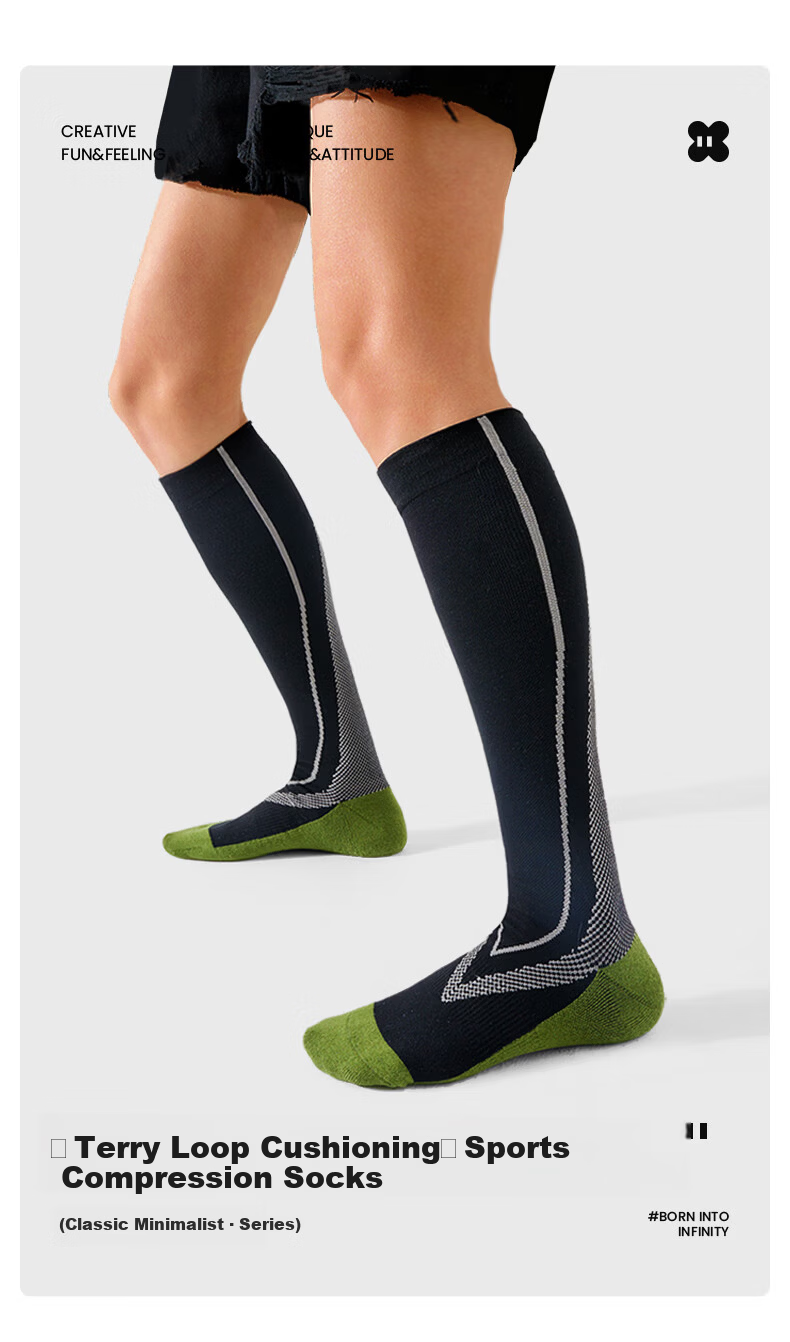 JKN Professional Men's Summer Thin Compression Socks [Sports Shock Absorption] Sweat-Absorbing Durable Running Hiking Football Long Socks 1