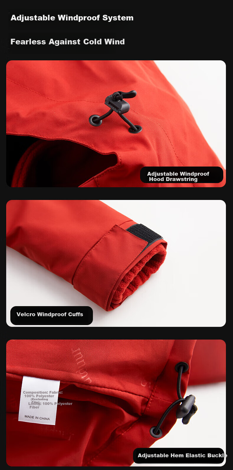 JEEP SPIRIT Men's 3-in-1 Outdoor Windproof Waterproof Mountaineering Jacket Women's Dark Purple XL 2
