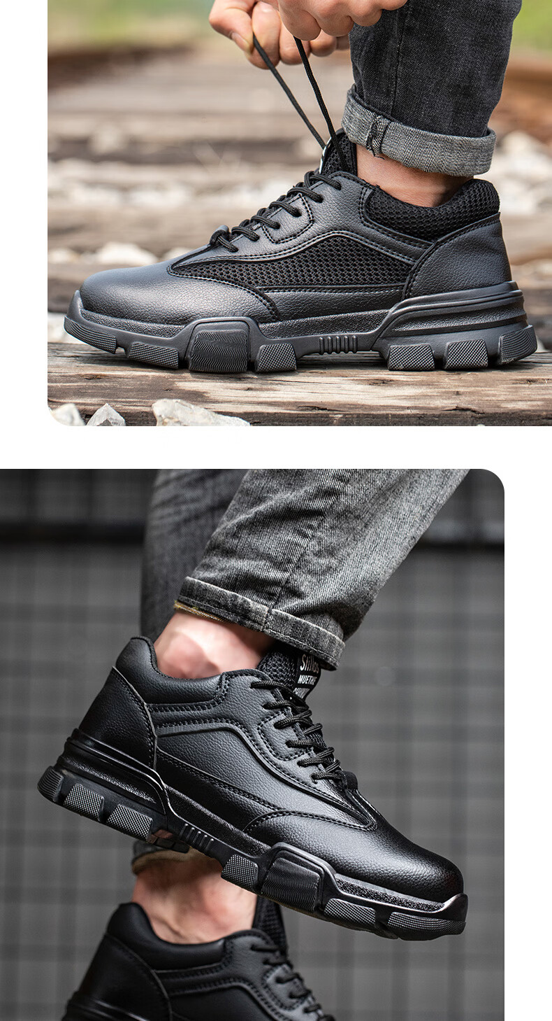 LAOGUANJIA Men's Safety Shoes, Breathable Steel Toe, Anti-Smashing And Puncture-Resistant, Ultra-Light Comfortable Work Safety Shoes, LA Protective Functional Shoes, Wear-Resistant, Size 38 13