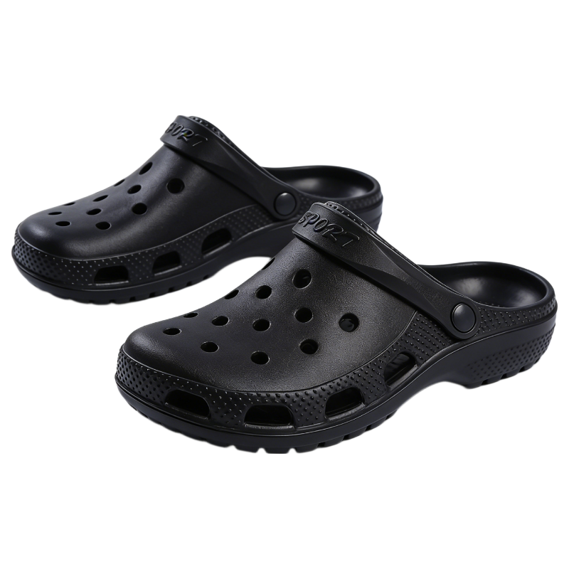 ABFE Men's Summer Clog Sandals Closed-Toe Slip-Resistant Odor-Resistant Dual-Purpose Beach Sandals Black Size 43