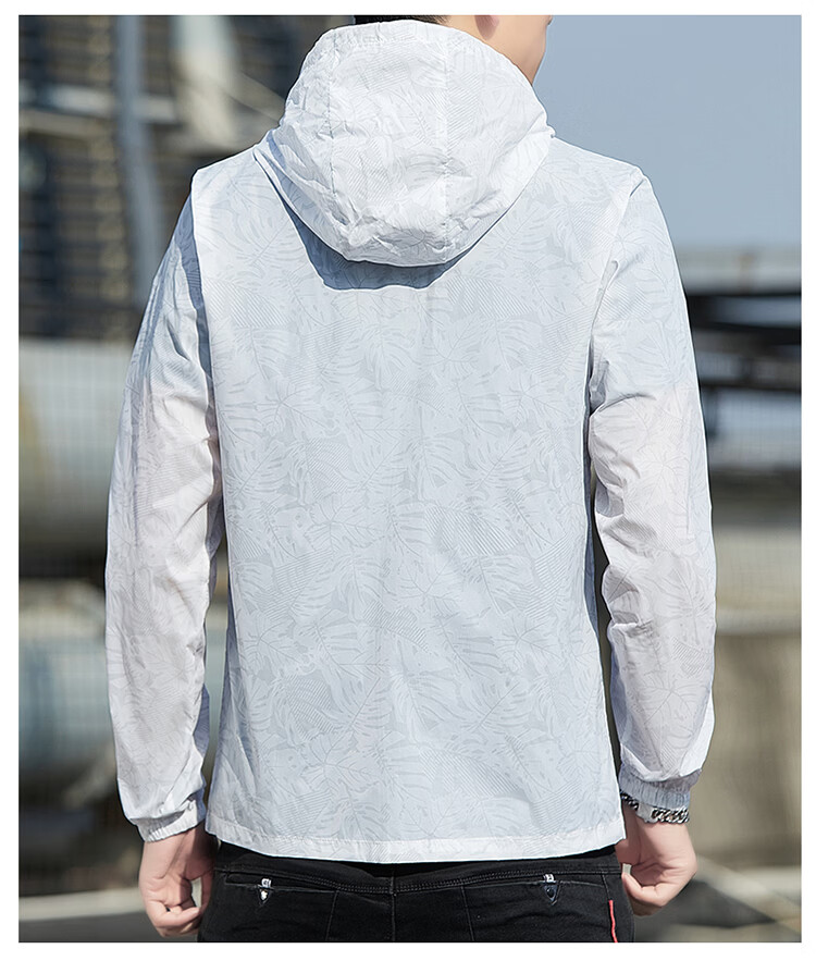 ROMON Men's Sunscreen Jacket Summer Ice Silk Cooling Quick-Dry Skin Jacket Outdoor Fishing Coat Men 2665 Sky Blue M 5