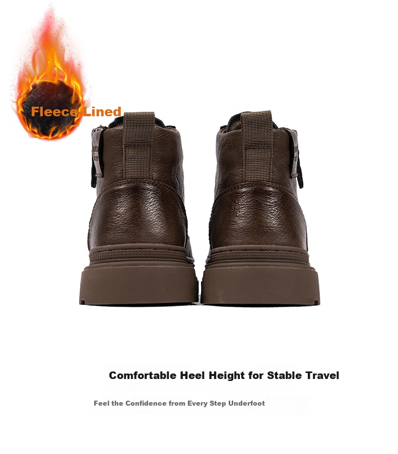 Eierkang Men's Cotton Shoes British Style Martin Boots Casual High-top Sneakers Retro Fashion Work Boots Trendy Thick-soled Shoes for Men 20
