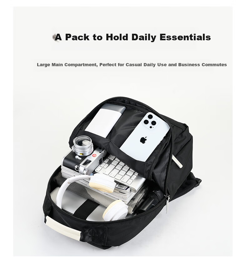 Edison Business Commuter Travel Backpack Laptop Bag Men's Backpack Y108-1 Classic Black 9
