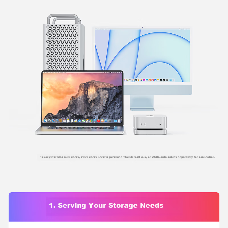 Lingke Mate Mini Speed Edition Docking Station Mac Mini High-Speed 80Gbps Expansion Dock Base Hard Drive Enclosure 16TB Storage Expansion Ultra-Fast Read/Write Beyond Original Hard Drive 4