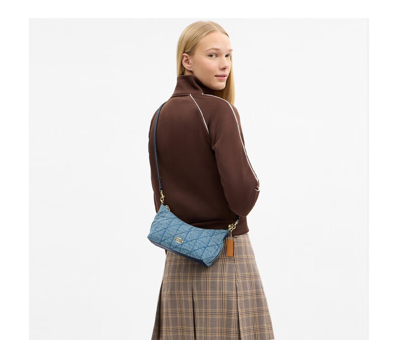 COACH Women's CAITLIN Quilted Detail Shoulder Crossbody Bag Indigo CDZ89 3
