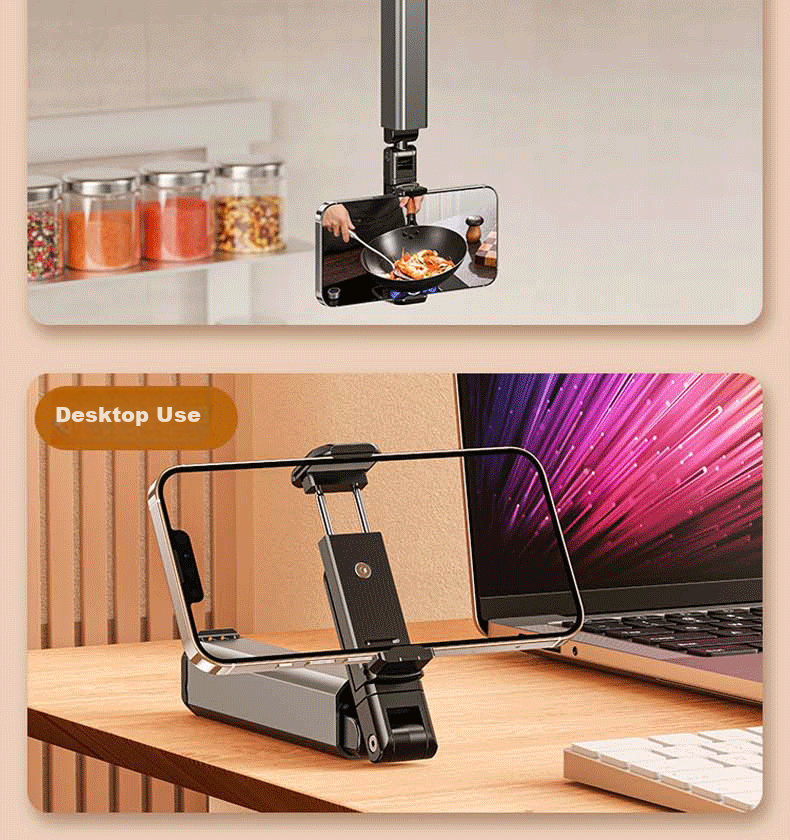 Dipu High-Speed Train Airplane Travel Phone Holder Portable Foldable Telescopic Rotatable Mobile Stand Desktop Seat Live Streaming Phone Shooting Mount - Silver 4