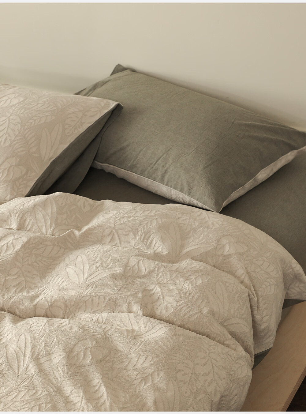 Inward Woven 100% Cotton Washed Yarn-Dyed Jacquard Four-Piece Bedding Set Green Leaf 1.8/2m Bed Sheet Style 7