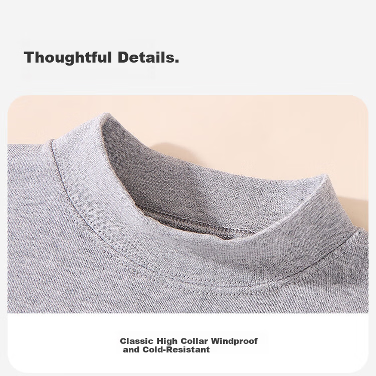 LangSha Men's Autumn Cotton Thin Warm Thermal Underwear Set Mid-Neck Comfortable Antibacterial Cotton Base Layer New Arrival 36