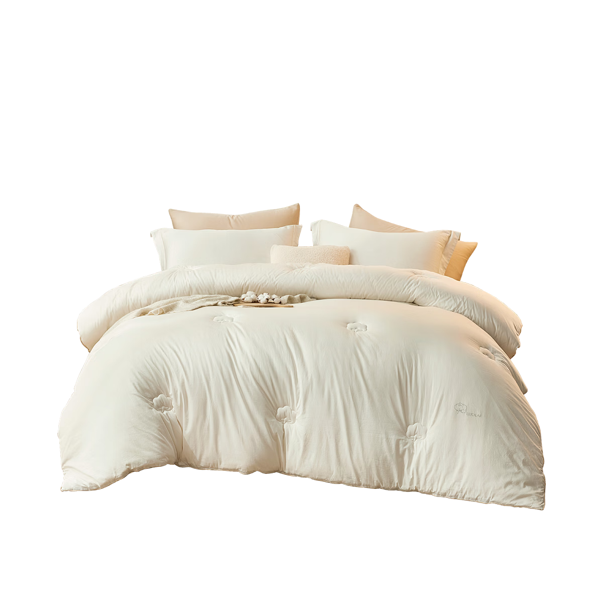 LUOLAI Home Textiles, 100-Count Pure Xinjiang Cotton Quilt, Class A Antibacterial Thickened Warm Winter Comforter, Weighing Approximately 9.8 Ji