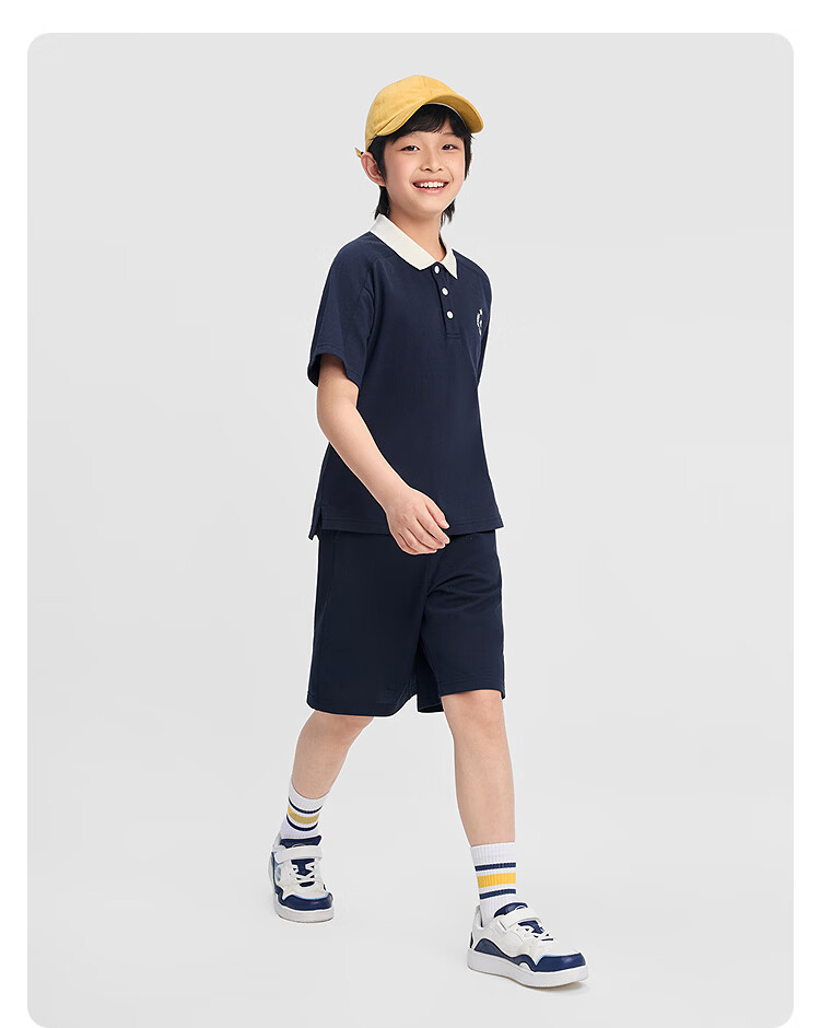 Balabala Boys Short Sleeve Set Children's Mid-to-Large Kids Two-Piece 2026 Spring Summer Quick-Dry Cooling Colorblock 36