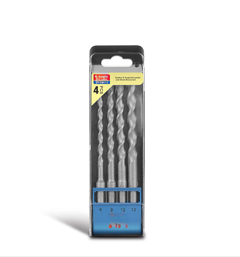 Dongcheng Electric Hammer Concrete Drill Bit (4-Piece Set), Square Shank Impact Drill Bit (6/8/10/12mm) 1