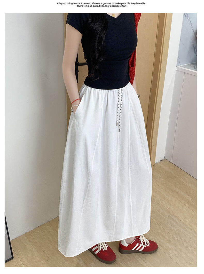 Langsha Women's Workwear Summer Skirt 2026 New High Waist Thin Plus Size A-Line Mid-Length Flowing Pumpkin Skirt 22