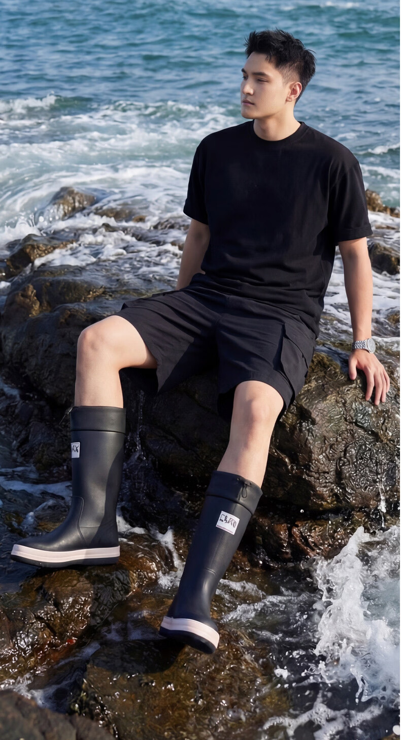 Lanoudun Rain Boots for Men And Women, Tall Waterproof Shoes, Outdoor Non-Slip Rubber Shoes, Wear-Resistant Soft-Soled Rain Boots YX1015 Size 43 20
