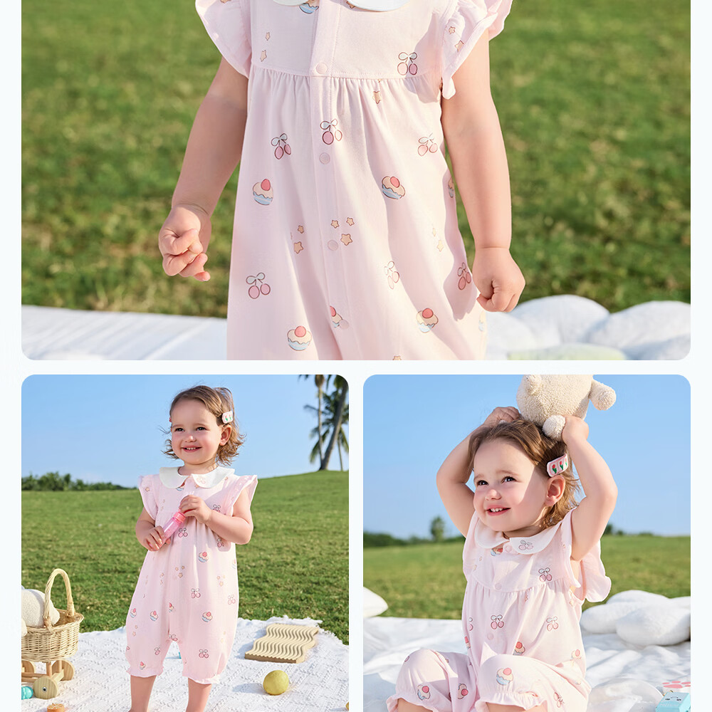 Betis Baby Girls' Modal Short Sleeve Summer Romper Cute Infant Toddler Jumpsuit 30