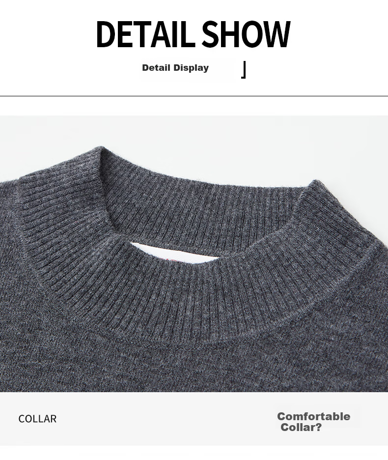 Hengyuanxiang Pure Wool Men's Autumn Winter Thin Half Turtleneck Knit Sweater Top Dark Red 175 24