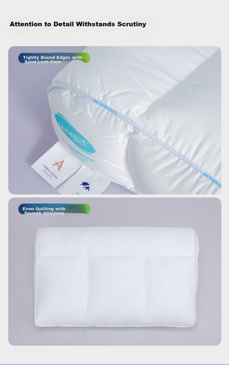 Anmino Anti-Mite Pure Cotton Skin Care Pillow Adult Zero Pressure Neck Support Pillow for Cervical Spondylosis Deep Sleep 40x65cm 8