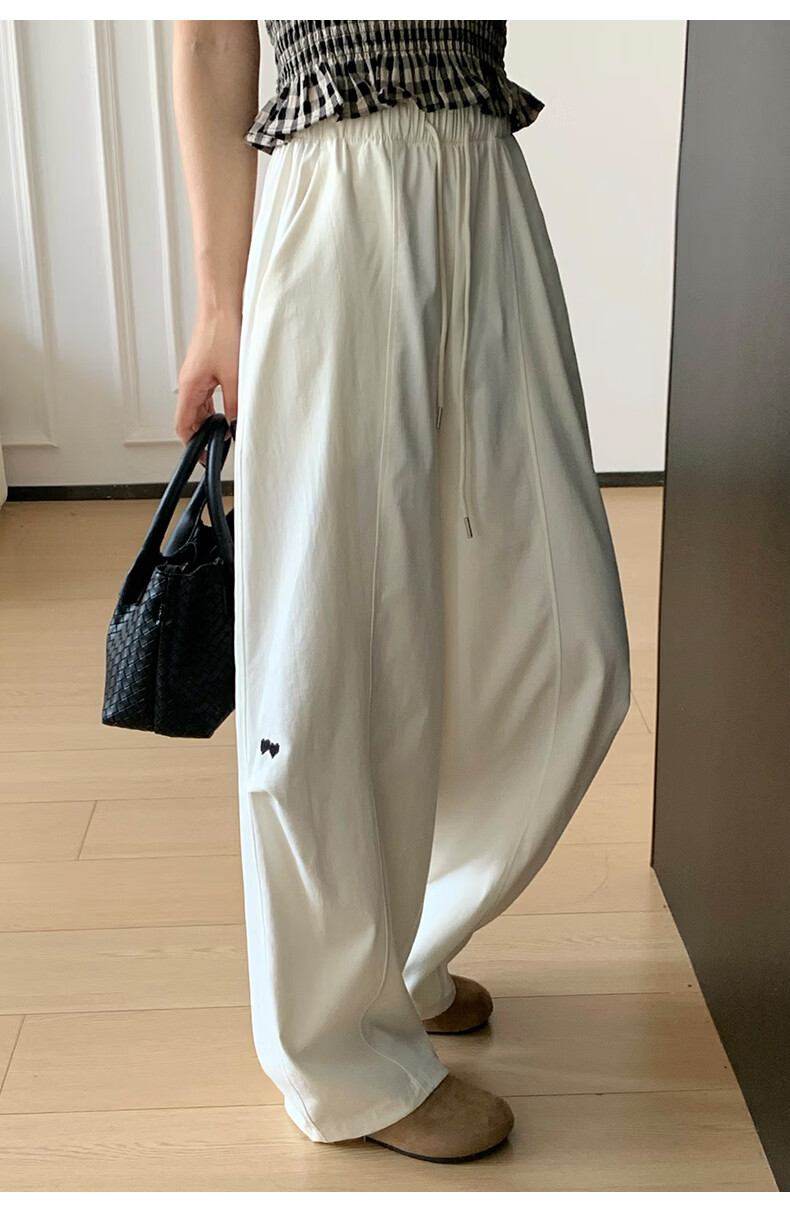 Langsha Women's Wide-Leg Pants Spring Summer Thin High-Waist Slim Cotton Feel Dual-Wear Quick-Dry Straight Loose Sports Casual Trousers 2
