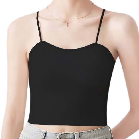 FitonTon Women's Camisole Tank Top with Built-In Bra Pads, Ice Silk Backless Undershirt for Layering Or Outer Wear, Anti-Exposure Top