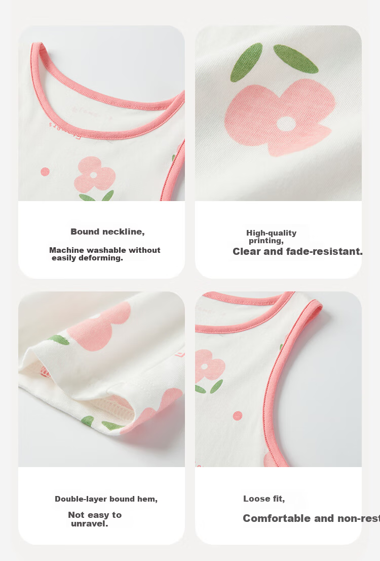 DEESHA [7A Antibacterial Comfort Cotton] Girls' Lightweight Breathable Nightgown Spring Summer Home Dress White with Pink Flowers 2
