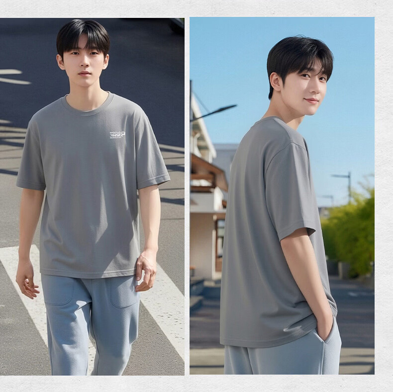 Warrior Pure Cotton Men's Summer Quick-Dry Short Sleeve T-Shirt Running Fitness Crew Neck Loose Casual Breathable Durable Men's Wear 11