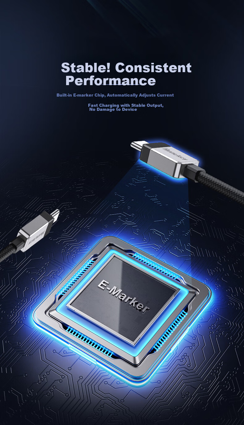 Huntkey 240W Braided Type-C 5A High Power CTOC Super Fast Charging Cable for Apple 17/Xiaomi Huawei Smartphones and Laptops 1.5m 3