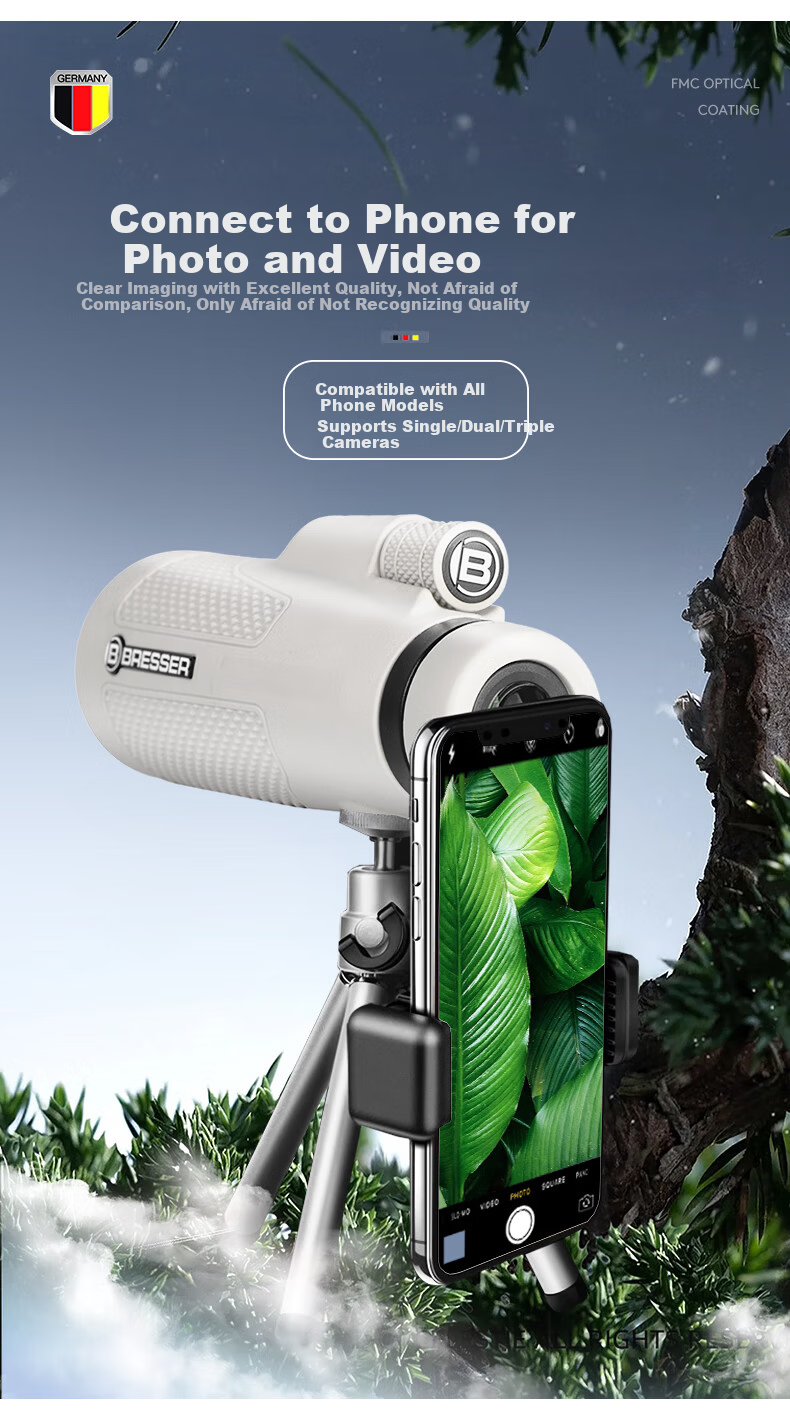 Bresser Monocular Telescope High-Power HD Professional Day and Night Use for Concerts, Bee Watching, Stargazing, Bird Watching Gift 8