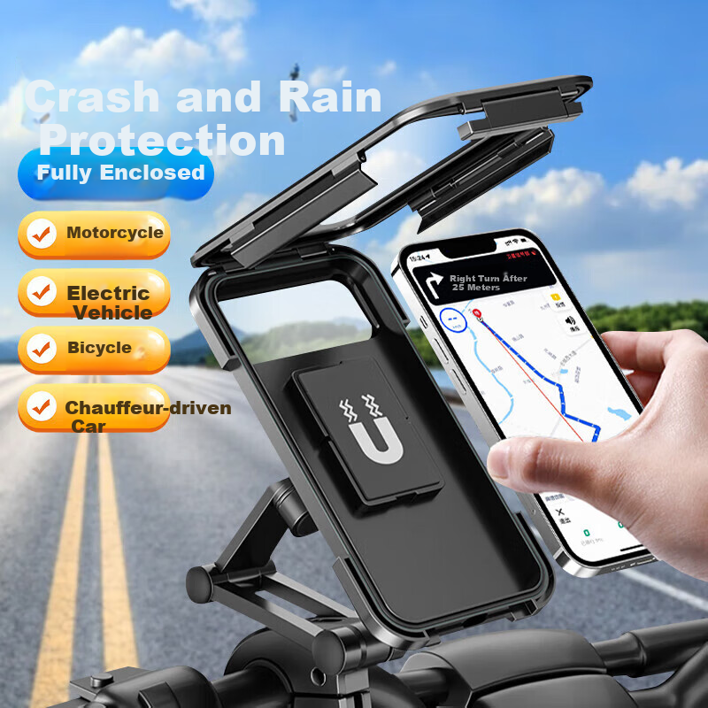 Kylie Waterproof 360° Adjustable Mobile Phone Holder for Electric Motorcycle Bicycle Handlebar, Rainproof and Shockproof 1